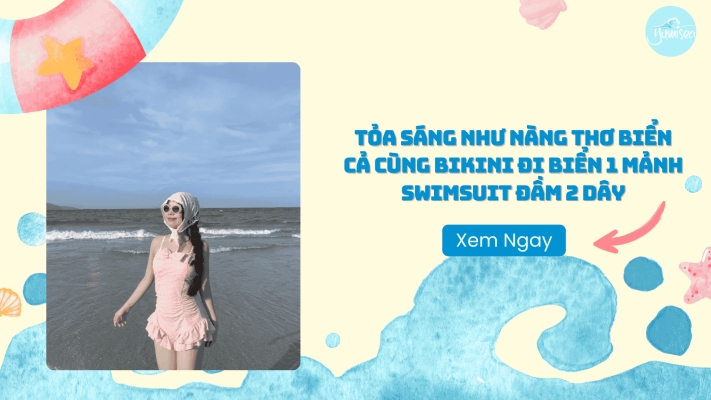 Bikini liền thân Swimsuit đầm 2 dây
